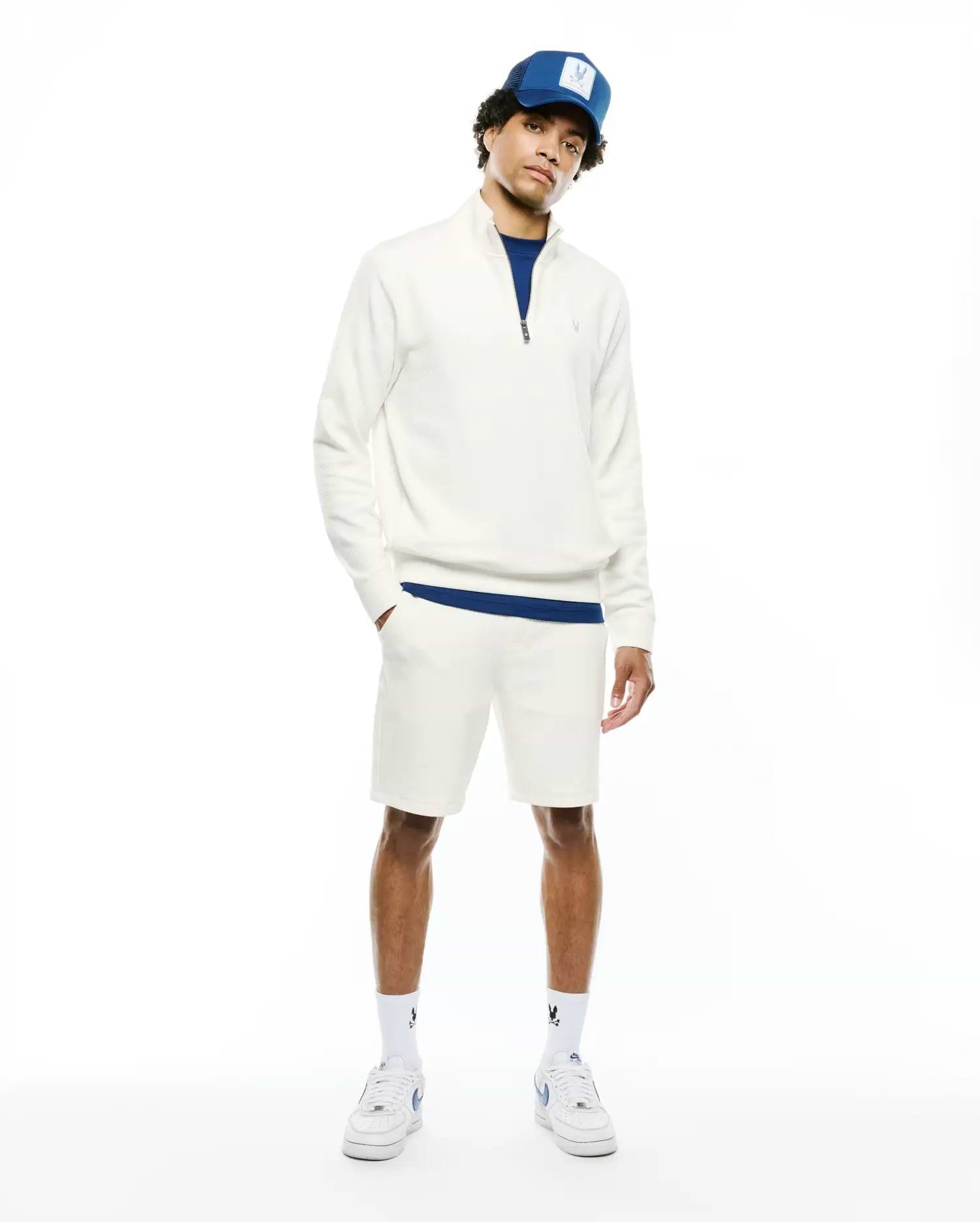 Men's Marc Quarter-Zip Sweatshirt in Ecru | Psycho Bunny