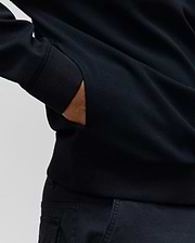 Premium navy Mens Maxton Waffle 1/4 Zip, a classic fit garment crafted from textured waffle knit fabric, featuring ribbed cuffs and practical side pockets. (3)