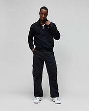 Mens Maxton Waffle 1/4 Zip in navy, featuring a classic fit, silver quarter-zip closure, and a small embroidered white Psycho Bunny skull logo on the left chest. (4)