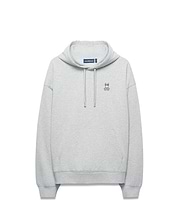 Mens Terrence Fleece Hoodie, light grey heather, relaxed fit, soft fleece with kangaroo pocket, drawstrings, and small embroidered black and white Psycho Bunny skull logo on left chest.
