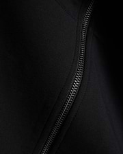 Black Mens Jonathan Zip Hoodie, a premium streetwear piece crafted with a sleek black zipper and a fine, subtle diagonal ribbed knit texture. (6)