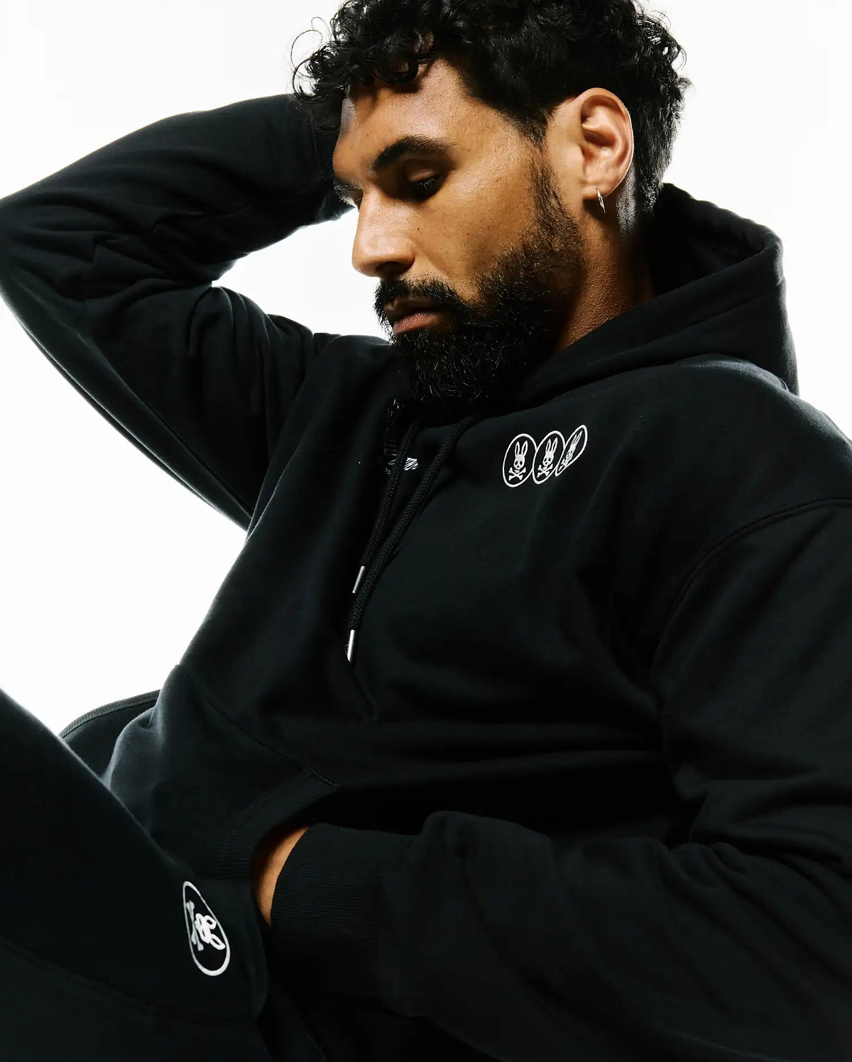 Men's Nathaniel Oversized Hoodie in Black | Psycho Bunny