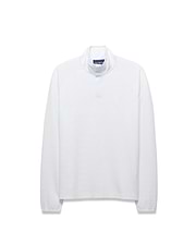 Mens Tomas Waffle 1/4 Zip, a crisp white classic fit waffle knit mock neck pullover featuring a small embroidered Psycho Bunny skull logo on the left chest. (5)