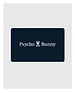A stylish rectangular black card showcases the "Psycho Bunny" brand in sharp white lettering, accompanied by a logo featuring a bunny head with skull and crossbones beneath it. This Psycho Bunny Digital Gift Card is an ideal choice for fashionable gifts—redeem during checkout to enhance your shopping journey.