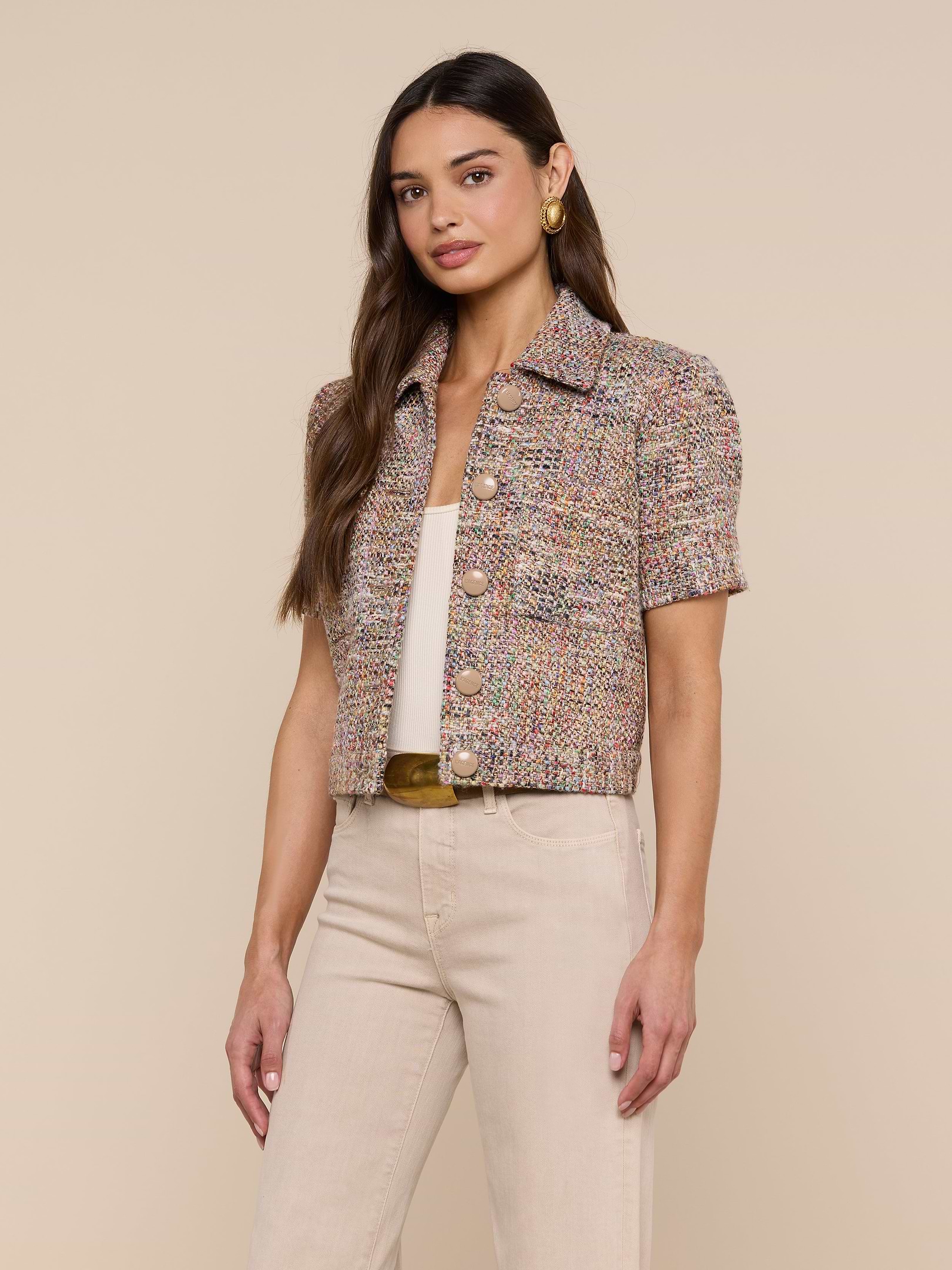 Chita Tweed Jacket in Rainbow Tweed | L'AGENCE