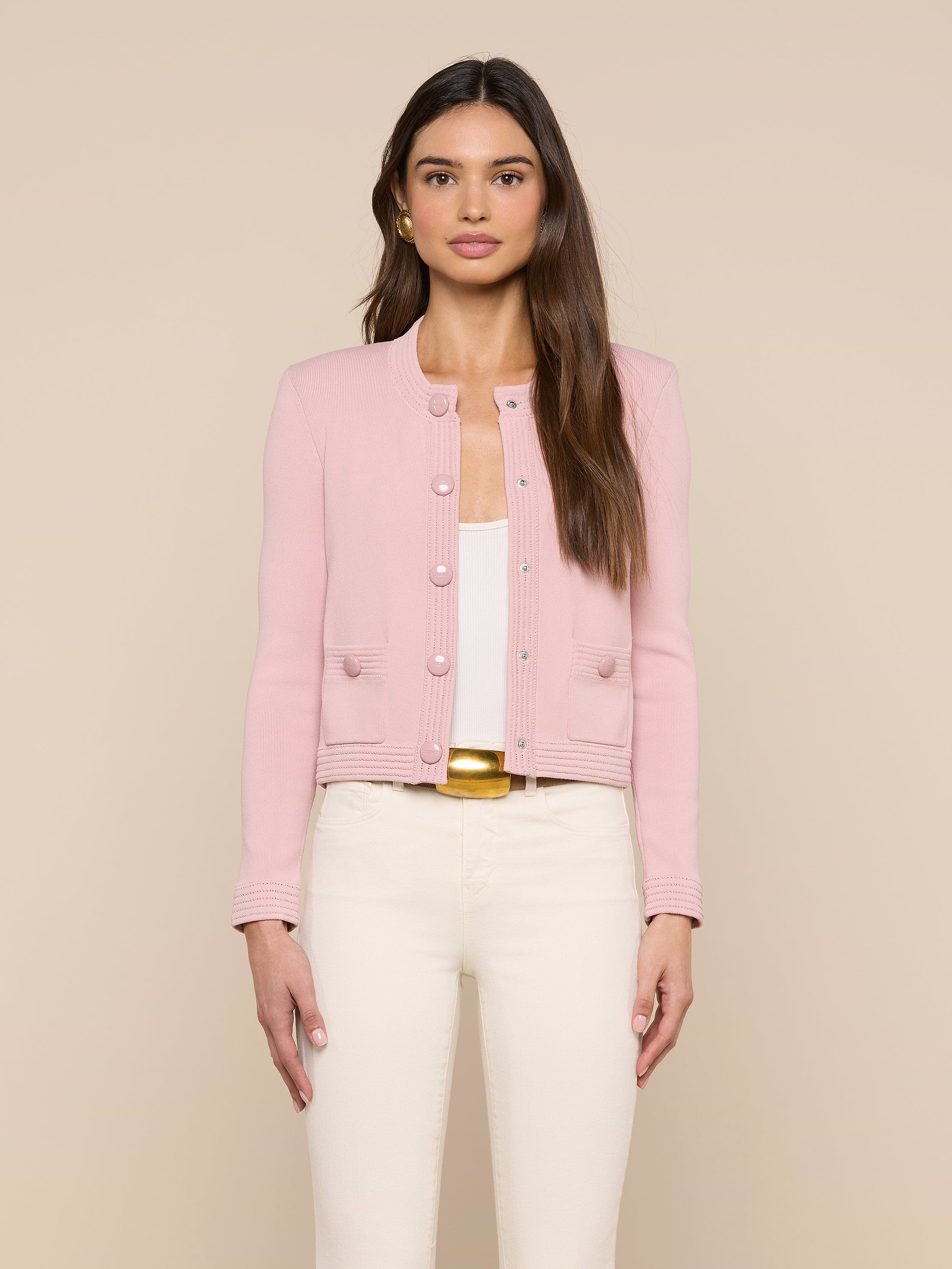 【値下げ中】Charmy collar top (RosePink) Patsy Cropped Cardigan in Misty Rose | L'AGENCE