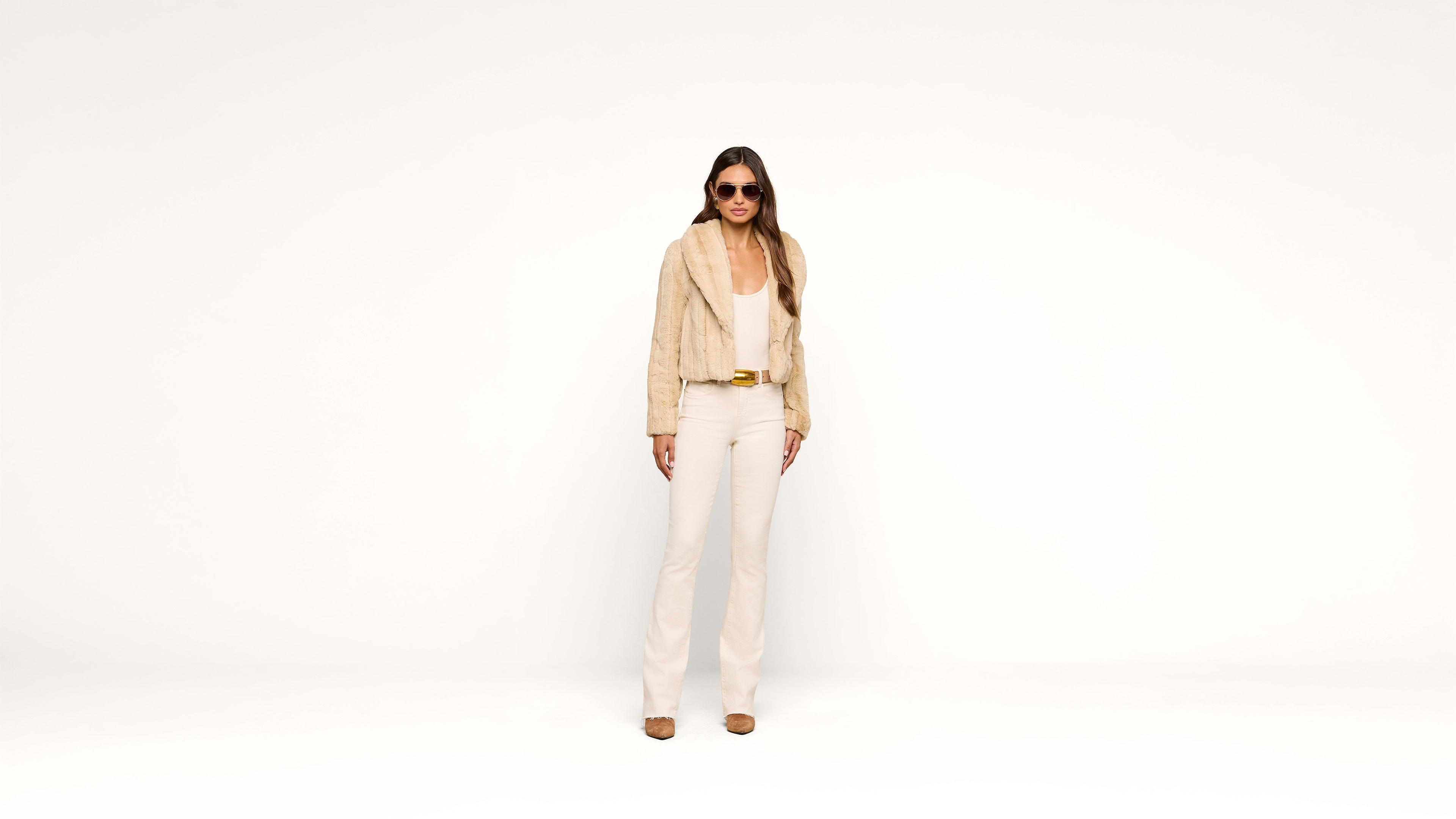 Davy Faux Fur Jacket in Latte Striped Fur | L'AGENCE