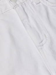 Close-up of the front of the Lissania Jean Short, featuring a high-rise waistband, metal button, pocket, and detailed stitching for a tailored silhouette.