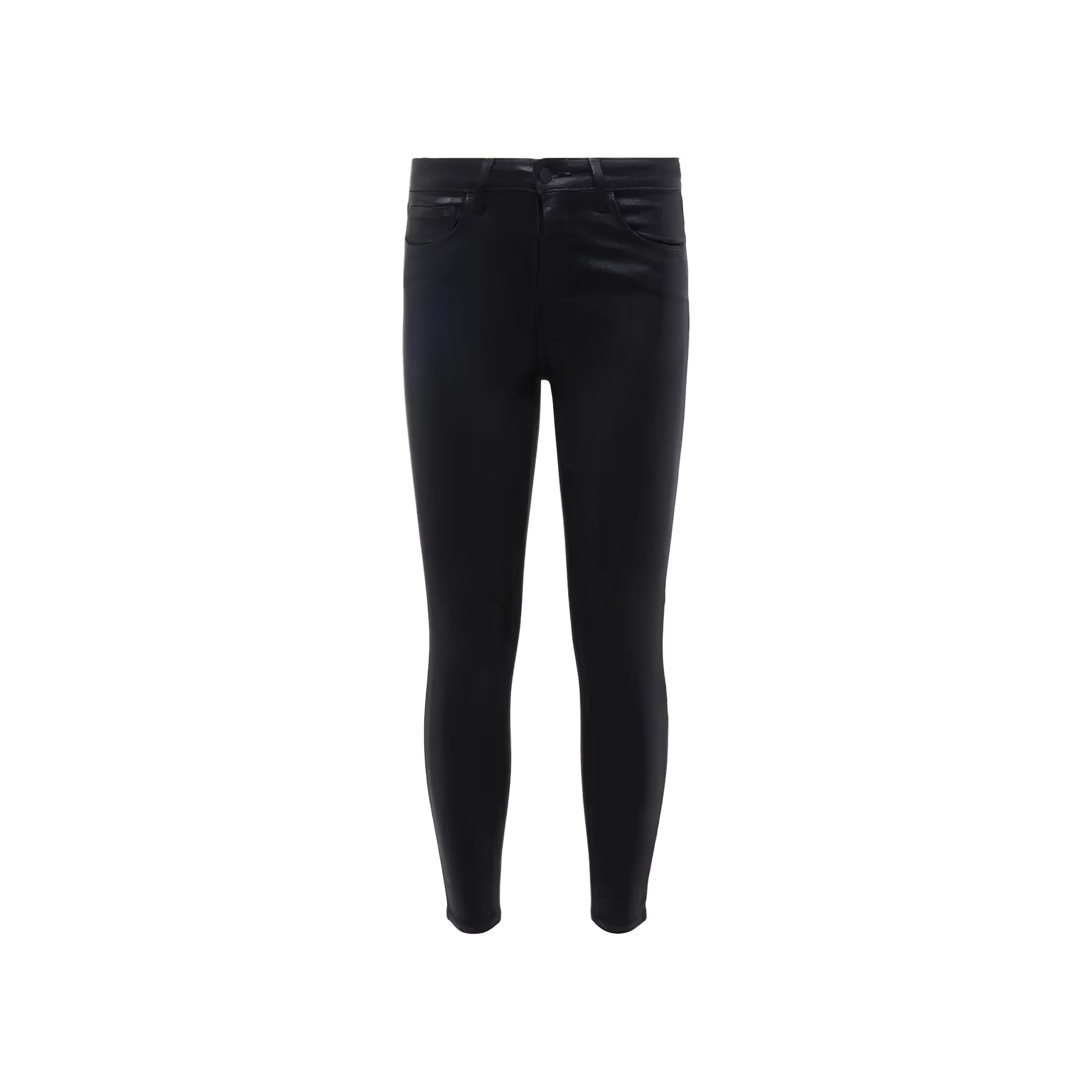 The Margot Coated Cropped Skinny Jean is displayed on a white background, shown from the front with visible pockets and belt loops.