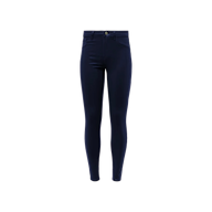 A pair of Marguerite Coated Skinny Jeans in dark blue, featuring a high-waisted fit and tapered leg crafted from premium stretch denim, displayed on a plain white background.