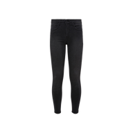 The Marguerite Skinny Jean, a pair of high-waisted black skinny jeans made from high-recovery fabric, is displayed on a plain white background. These jeans feature front and back pockets in a classic five-pocket design.