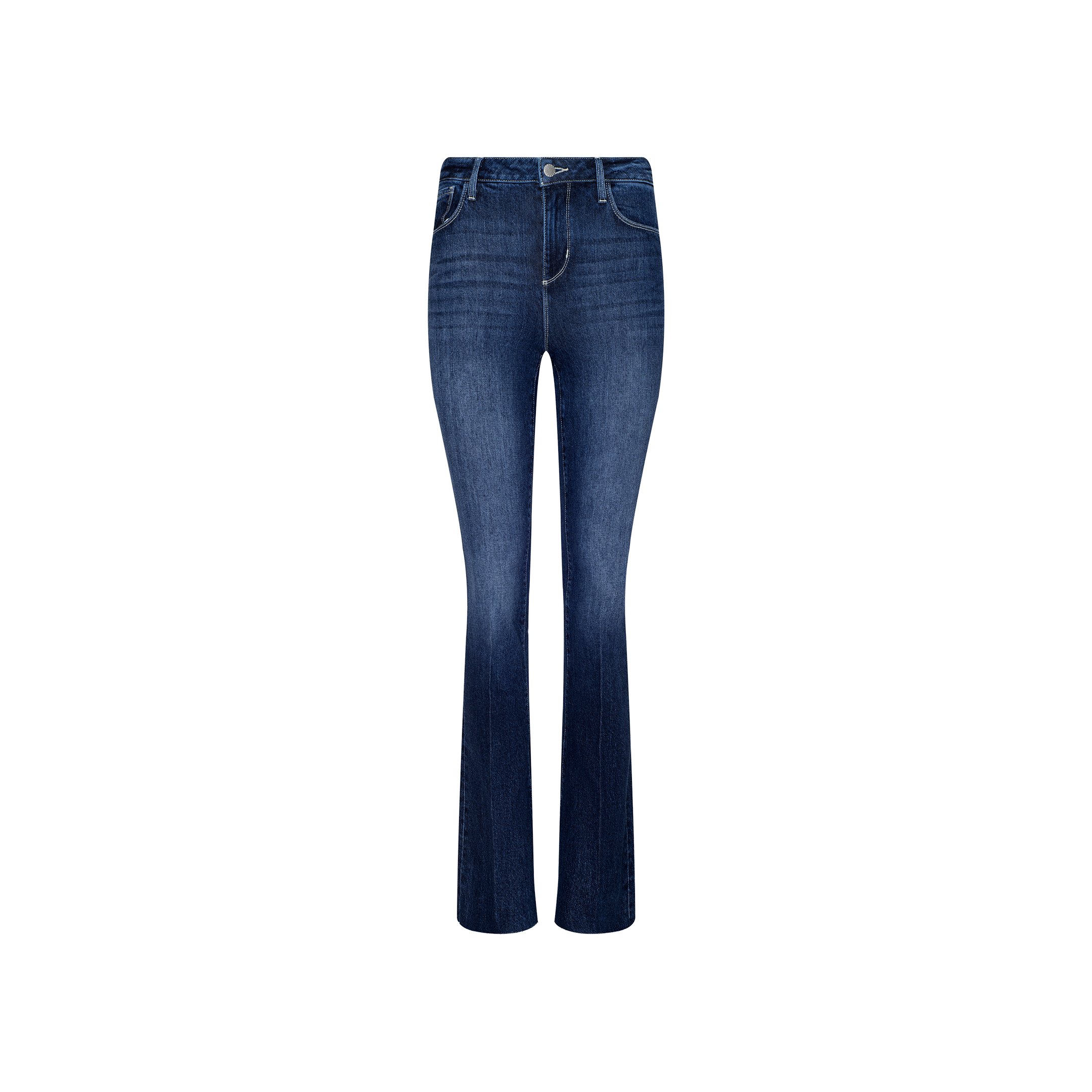 A pair of Ruth Straight-Leg Jeans in an indigo wash, featuring a high-rise and classic front and back pockets, displayed on a plain white background.