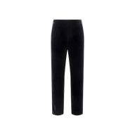 A pair of Rebel Velvet Trouser by L’AGENCE in black velvet, featuring a high-rise straight leg, displayed on a plain white background.
