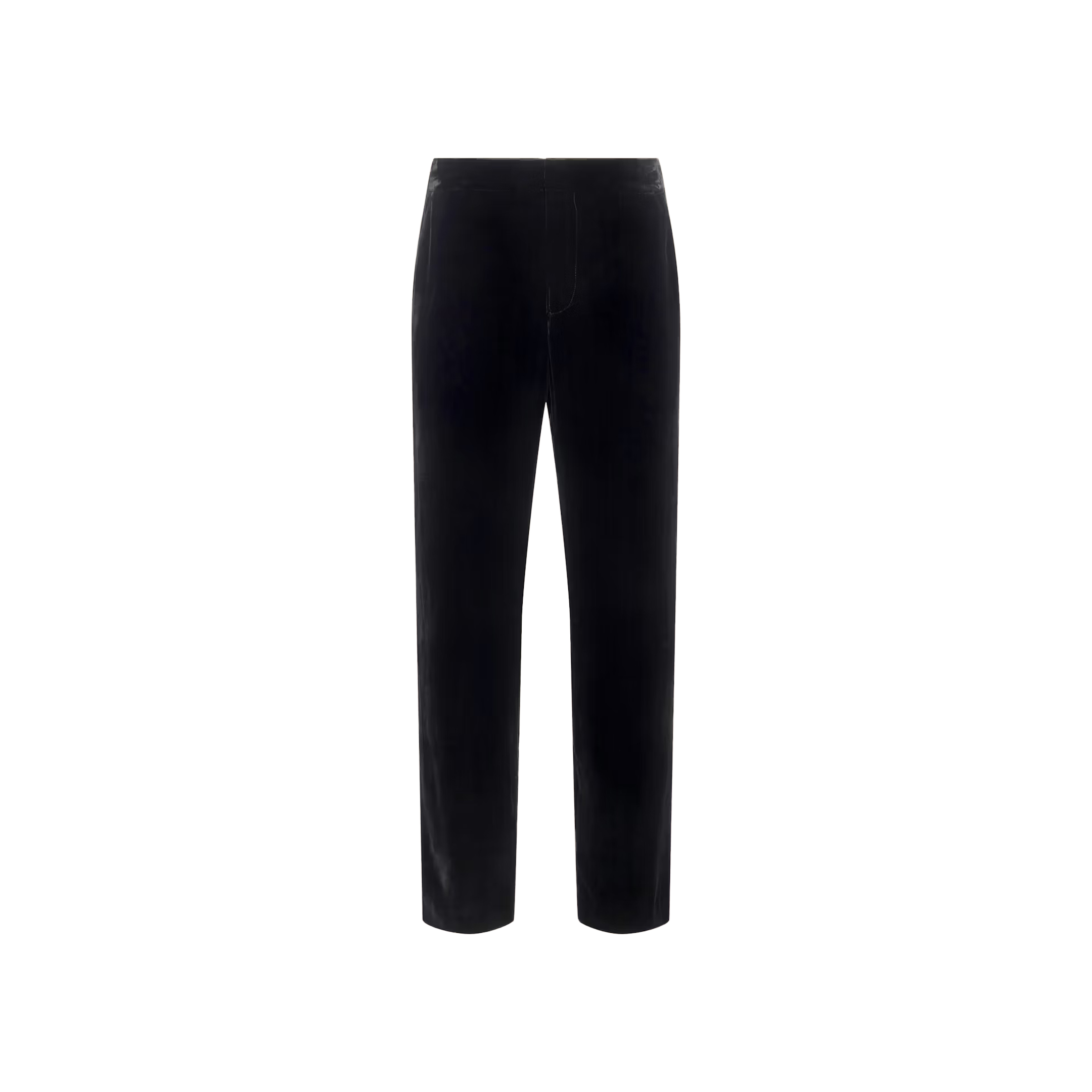 A pair of Rebel Velvet Trouser by L’AGENCE in black velvet, featuring a high-rise straight leg, displayed on a plain white background.