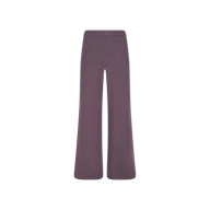 The Livvy Straight-Leg Trouser is featured in a rich purple herringbone fabric with a high-rise fit and wide-leg silhouette, displayed against a plain white background. Shown from the back, the trouser has a simple waistband with no visible pockets or embellishments.
