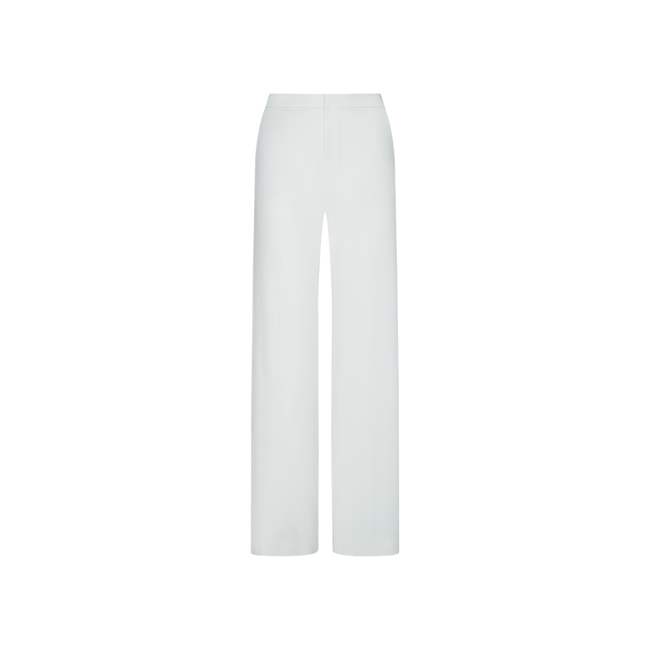 The Livvy Trouser is a white, high-rise wide leg pant, displayed from the back against a plain white background. It features a simple, clean design with no visible pockets or embellishments.