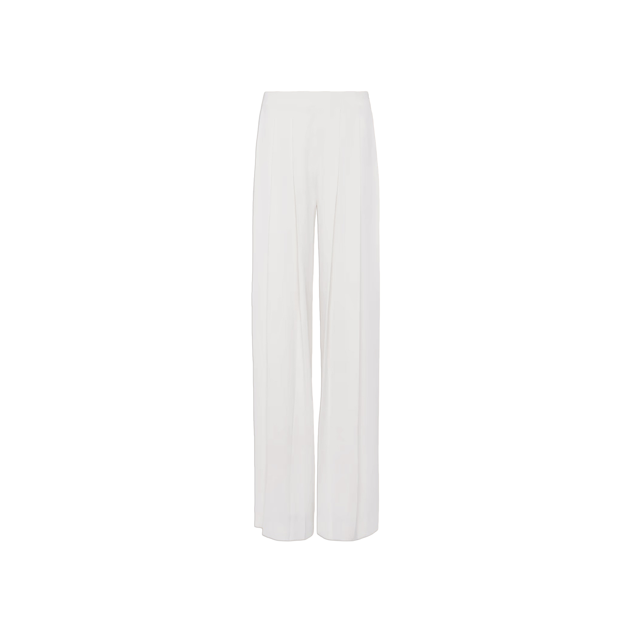 Nova Pleated Wide-Leg Pant in ivory, featuring a high-rise and wide-leg silhouette, displayed against a plain white background.
