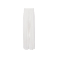 Nova Pleated Wide-Leg Pant in ivory, featuring a high-rise and wide-leg silhouette, displayed against a plain white background.