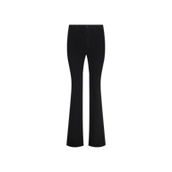 Cara Low-Rise Bootcut Jean displayed on a white background. Crafted from stretch denim, these jeans feature a low-rise fitted waist and thighs with a subtle bootcut flare at the hem, classic pockets, and a button closure.