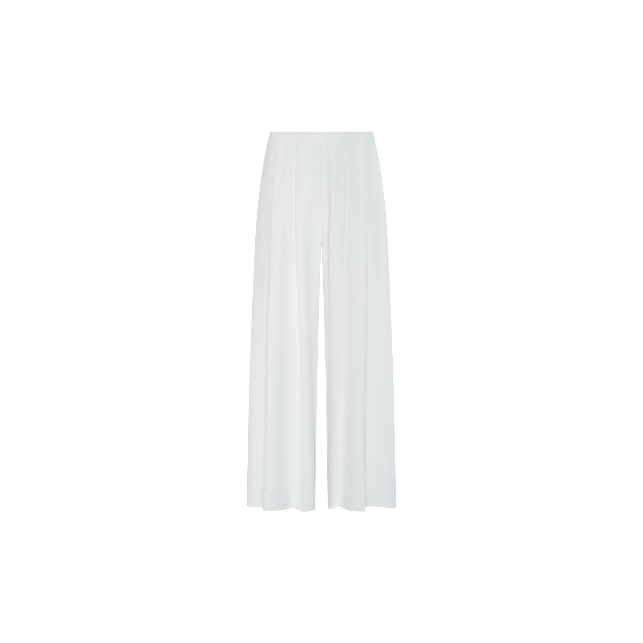 The Novalynn Cropped Pleated Pant features a crisp white color, high-rise fit, and wide-leg silhouette with a high waist. Made from lightweight fabric, these pants showcase a clean, minimalistic design without embellishments, and are presented against a plain white background.