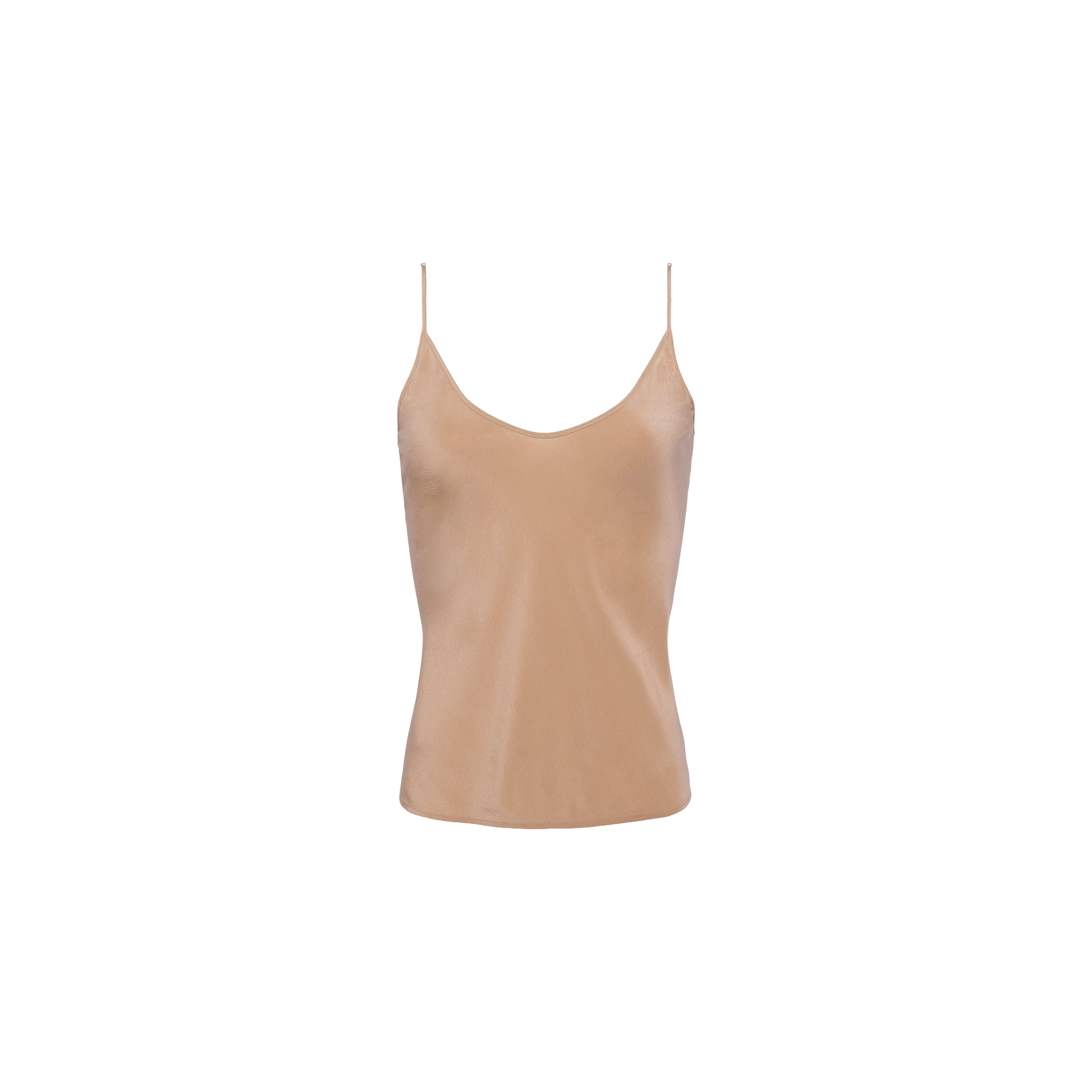 The Lexi Silk Camisole, featuring a nude hue and thin adjustable straps, is displayed on a plain white background.