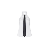 Wren Neck-Tie Top, a sleeveless white halter-neck design featuring a black necktie and inspired by New York Fashion Week, shown against a plain white background.
