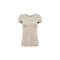 The Cory Cotton Scoopneck Tee, a slim-fit, short-sleeved women’s t-shirt in beige, is displayed against a white background.