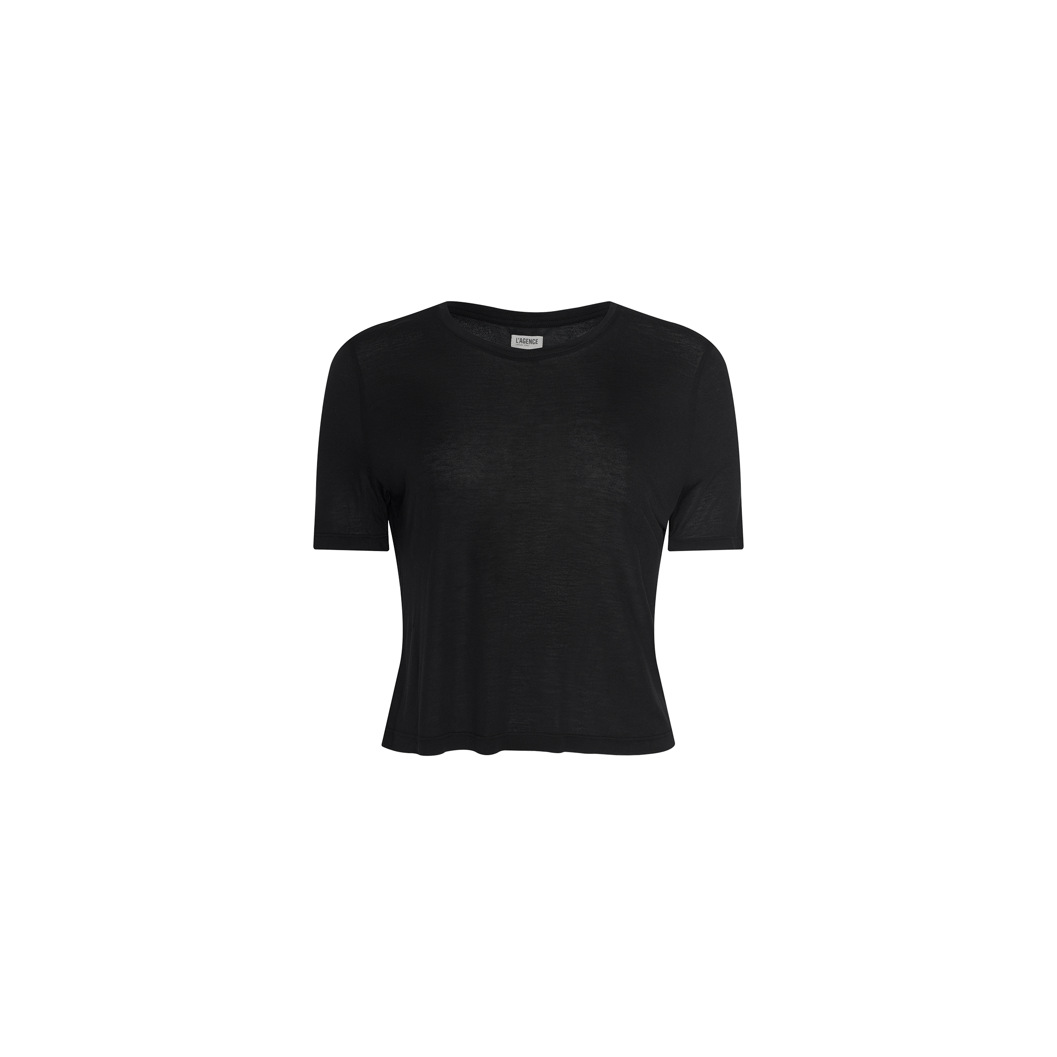 The Remy Tee is a relaxed fit, short-sleeve t-shirt in plain black, crafted from soft micro modal jersey and displayed on a white background.
