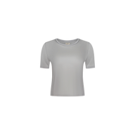 The Remy Tee, a plain light gray short-sleeve t-shirt made from micro modal jersey, is displayed on a white background and features a relaxed fit perfect for an effortless off-duty look.