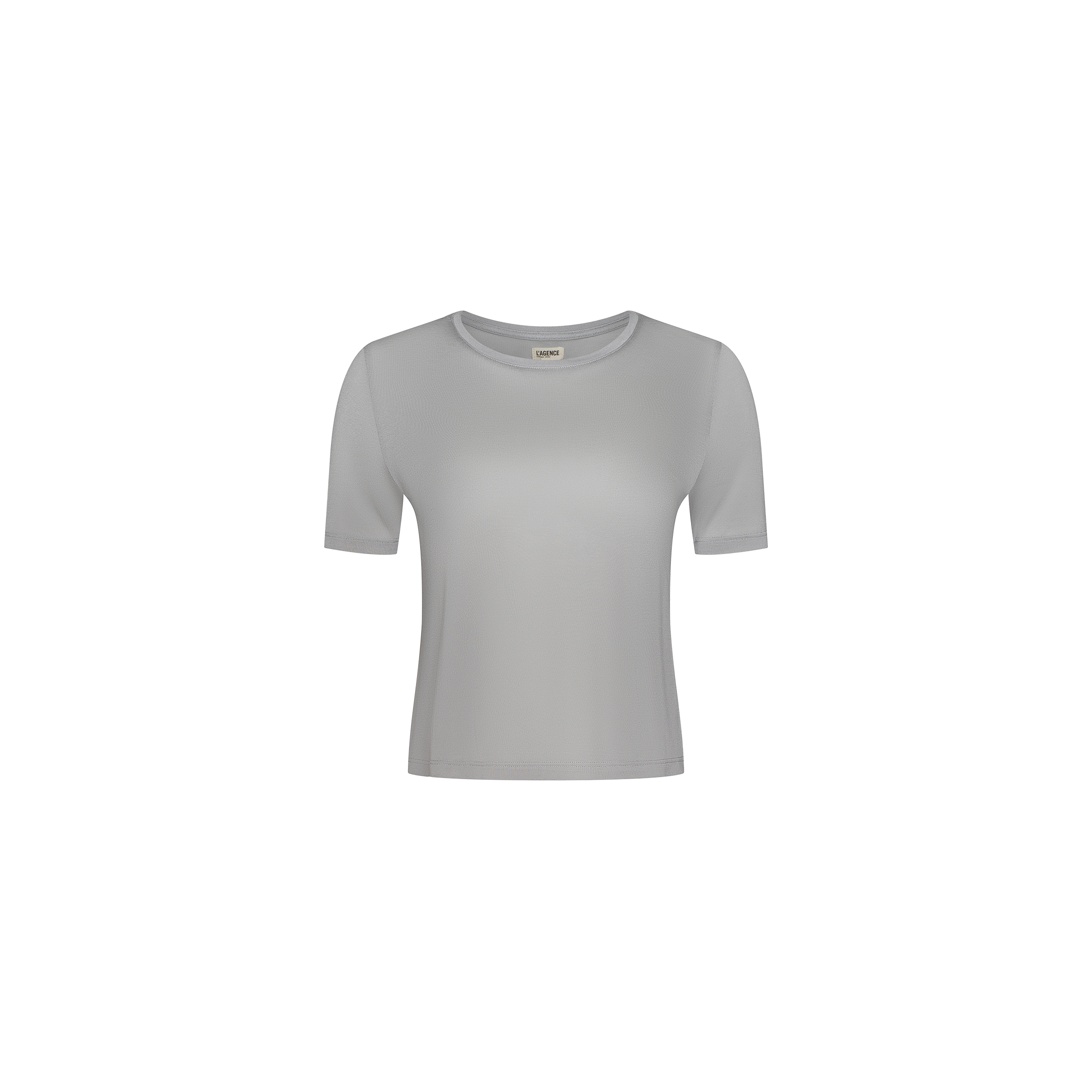 The Remy Tee, a plain light gray short-sleeve t-shirt made from micro modal jersey, is displayed on a white background and features a relaxed fit perfect for an effortless off-duty look.