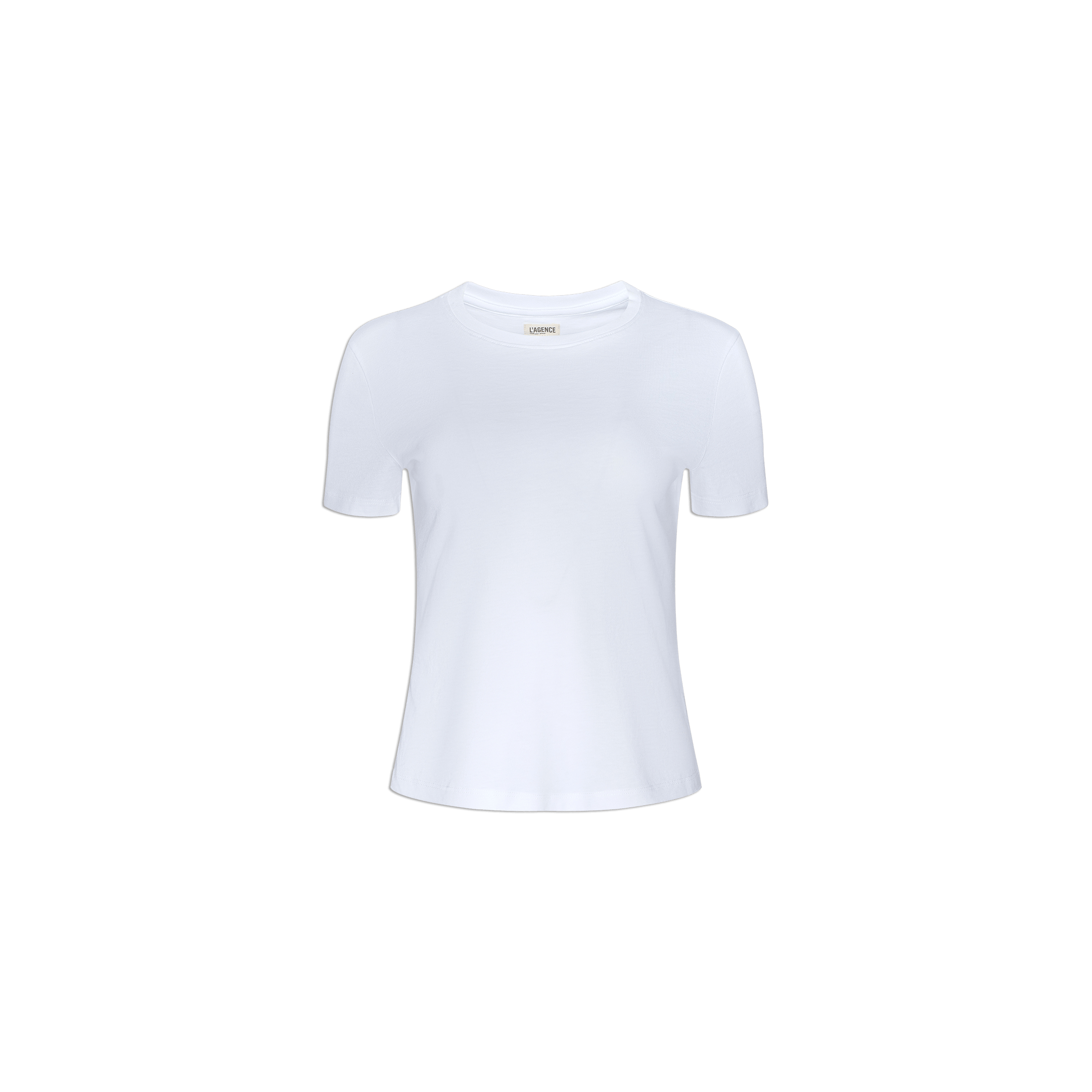 A relaxed-fit Aileen Cotton Crewneck Tee in plain white Supima cotton, displayed on a light gray background.