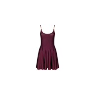 The Lana Flare Knit Dress is a sleeveless burgundy skater day dress featuring a scoop neckline, fitted bodice, and flared stretch knit skirt, displayed on a plain white background.