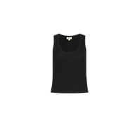 The Filou Cashmere Tank is a black, sleeveless knit top with a scoop neckline, perfect for luxury layering or elevating your sweater capsule wardrobe, shown against a plain white background.