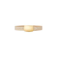 The Milou Belt, featuring a beige croc-embossed design and a large square brass buckle, is displayed against a plain white background.