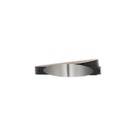 The Maroux Leather Belt, handcrafted in LA, features black leather and a wide, shiny silver-plated oval buckle. It is displayed on a plain white background.