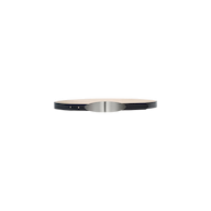 A Maroux Leather Belt with a metallic silver buckle and a black leather strap, viewed from the side against a plain white background.