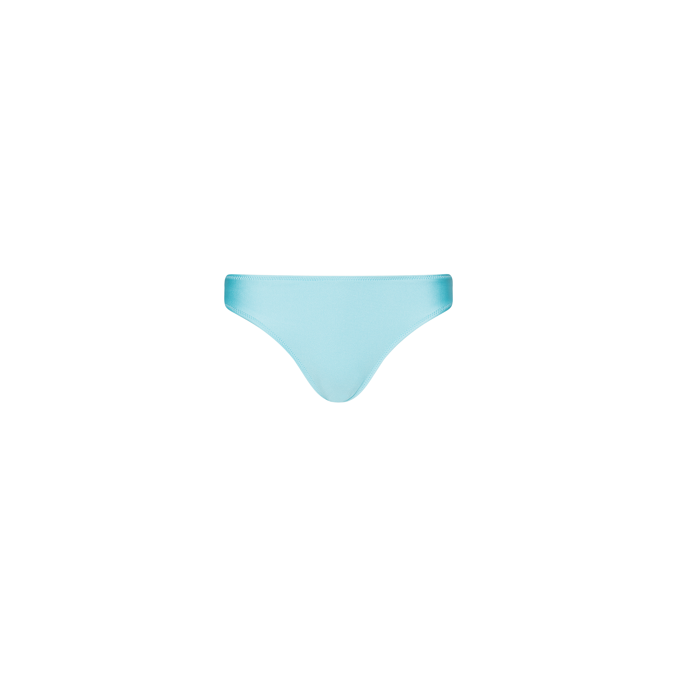 The Nicole Bikini Bottom in ice blue, crafted from stretch nylon, is displayed on a plain white background.