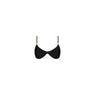 The Tenali Bikini Top is a black underwire bikini top featuring thin adjustable straps with gold accents on each strap, styled in a classic bra bikini top design and displayed against a plain white background.