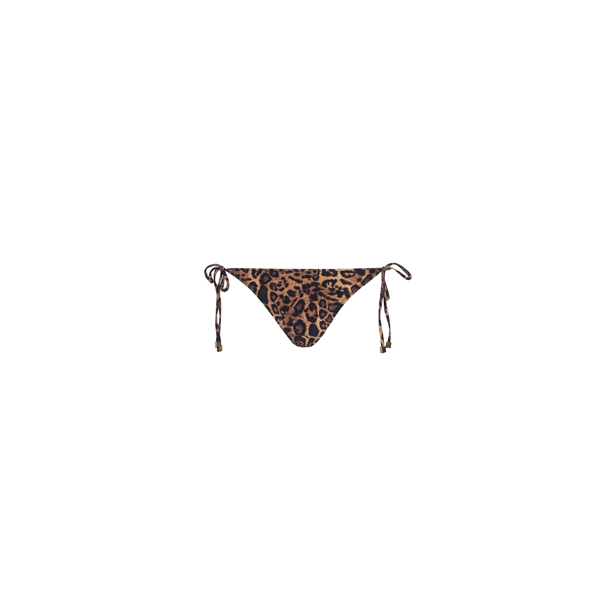 Britt Tie-Side Bikini Bottom in leopard print with adjustable tie sides, perfect for resort swimwear, displayed on a plain white background.