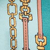 Close-up of three handbag straps on a green background: two are gold-colored chain links, and one is brown leather with gold hardware.