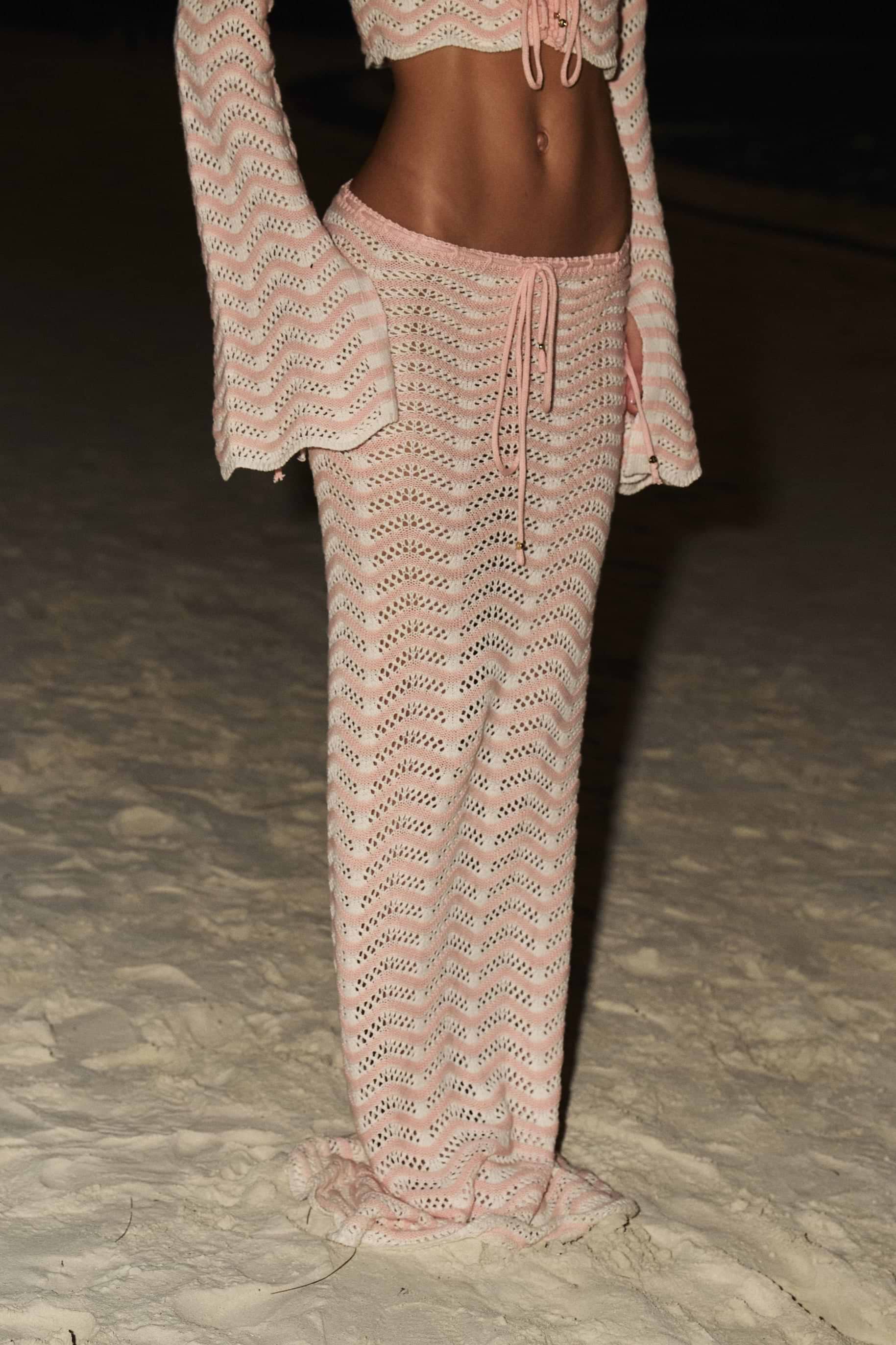 MIANA KNITTED PINK STRIPES - SKIRT