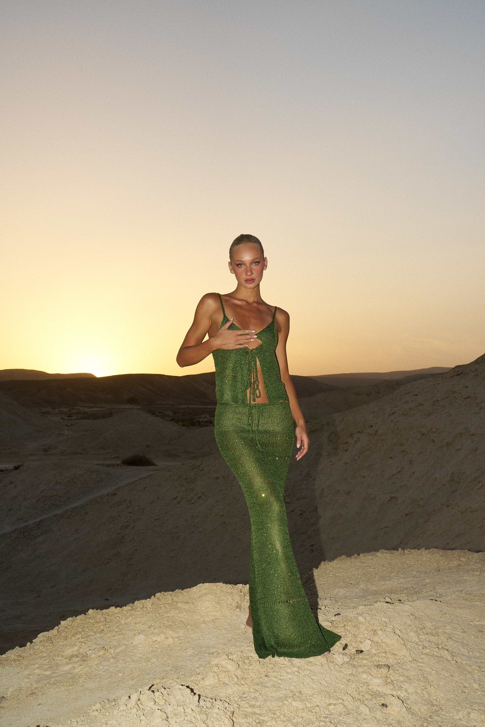 ASTRA GLITTER JUNGLE GREEN - SKIRT