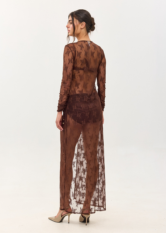 ZAHARA BROWN LACE - COVER UP