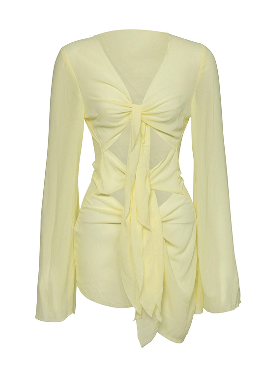 שמלות קיץ קלילות MACI DAISY YELLOW - MINI DRESS