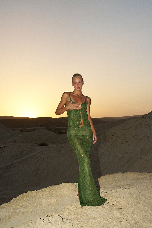 ASTRA GLITTER JUNGLE GREEN - SKIRT