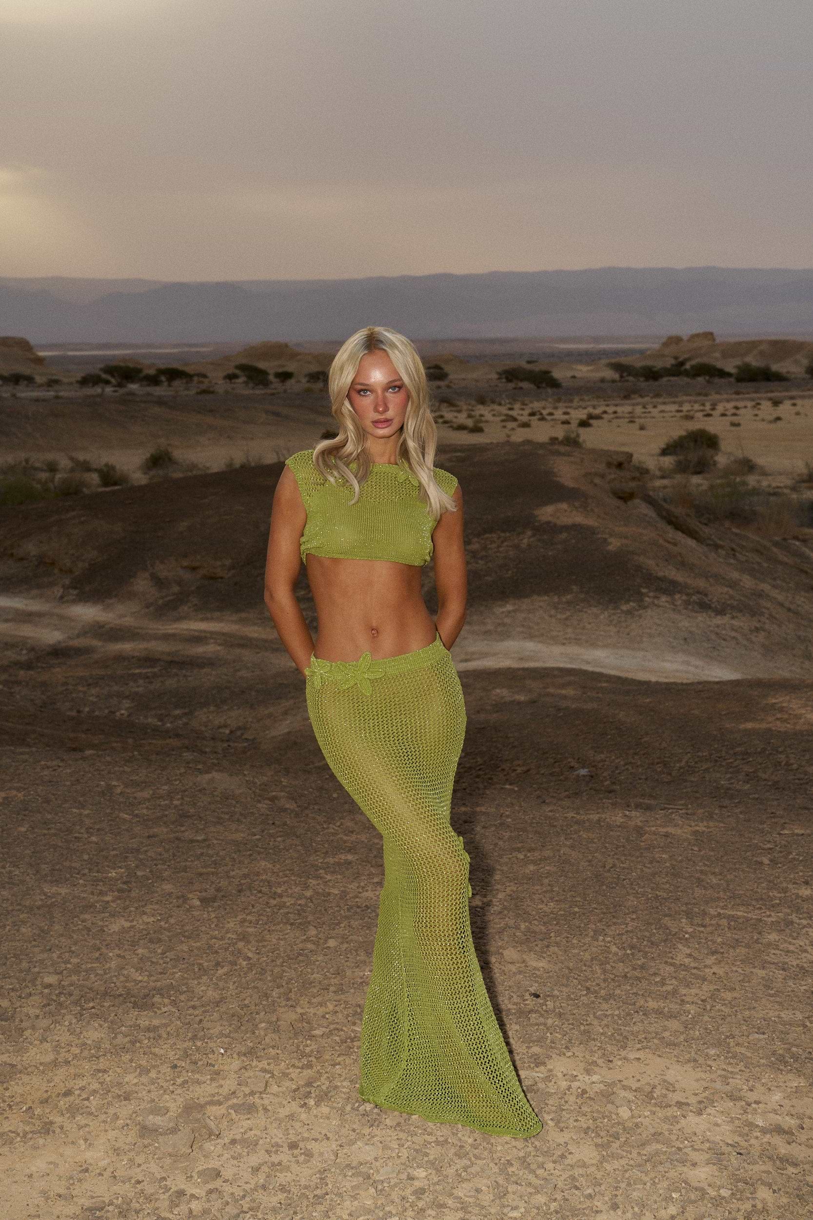 YOKO GLITTER OLIVE GREEN - SKIRT