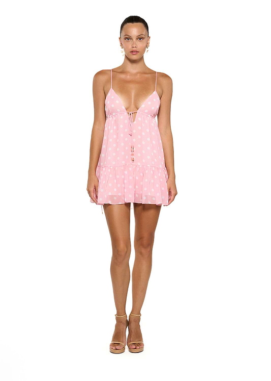 שמלות קיץ קלילות VESI PEACH POLKA - MINI DRESS