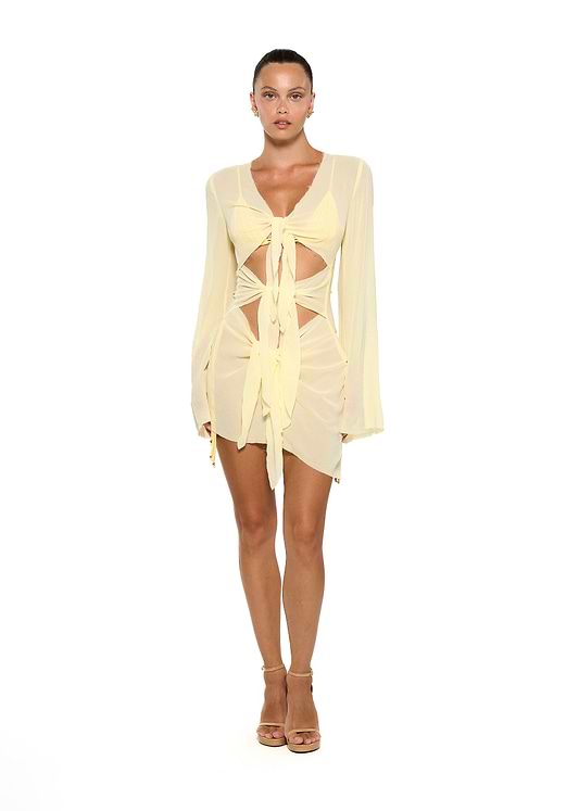 שמלות קיץ קלילות MACI DAISY YELLOW - MINI DRESS