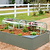 Pacific PC Cloche protecting rows of seedlings in a raised garden bed beside a white fence| Vego Garden