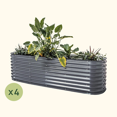 Vego Garden 26 Extra Talll 4-pack 9 In 1 Modular Metal Raised Garden Bed Kit-Modern Gray